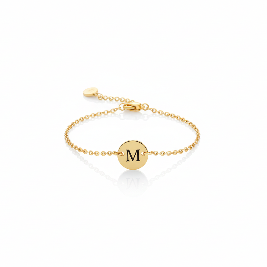 18K Gold Children initial Bracelet