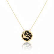 18k Gold Onyx Necklace Moon & Star
