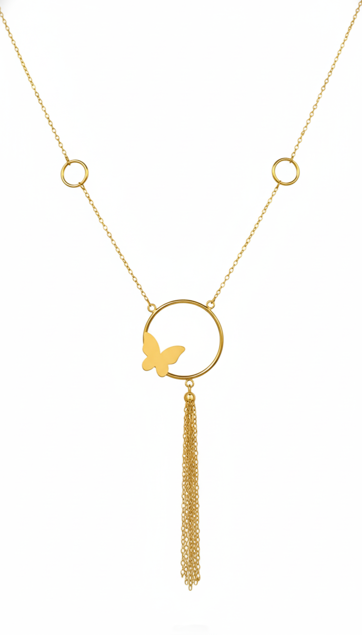 18K Gold Butterfly Necklace