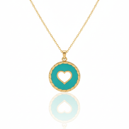 18k Gold Enamel Necklace Heart