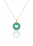 18k Gold Enamel Necklace Heart