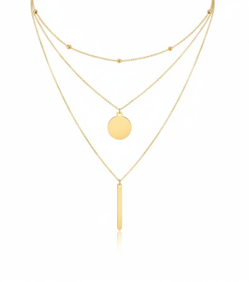 18k Gold triple-line Necklace