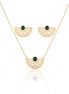 18K Gold Set with Malachite Stone – Geometric Green Elegance