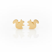 18K Gold Mix Design Stud Earrings – Playful Animal Collection
