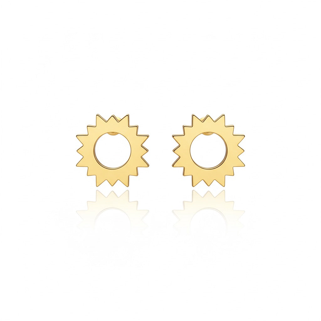 18K Gold Sun Stud Earrings – Radiant Shine in Every Detail 🌞