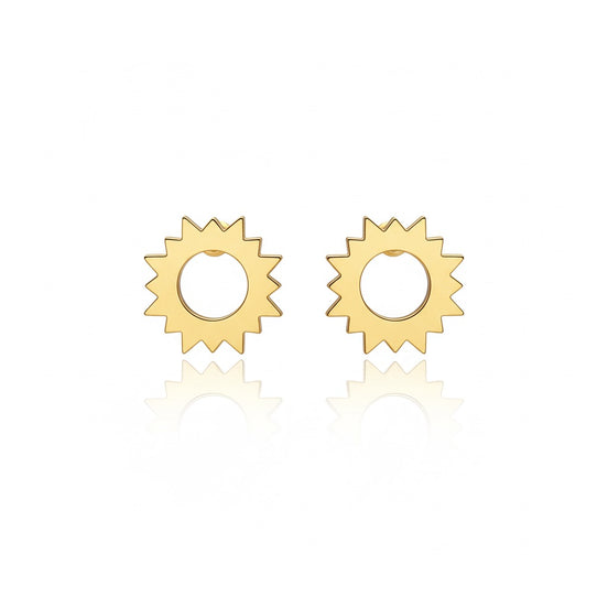 18K Gold Sun Stud Earrings – Radiant Shine in Every Detail 🌞