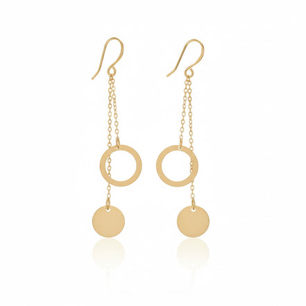 18K Gold Circle Drop Earrings – Timeless Modern Elegance