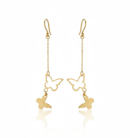 18K Gold Butterfly Drop Earrings – Grace in Motion