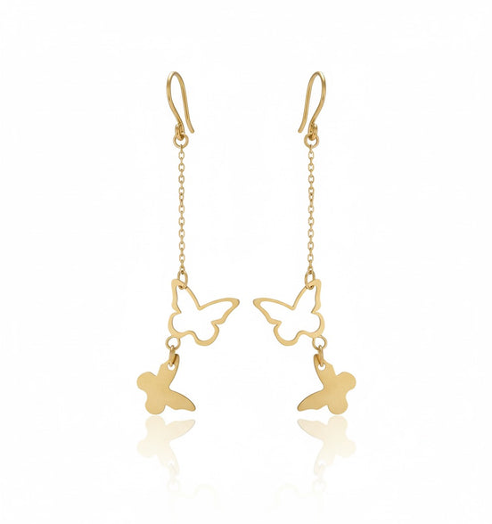 18K Gold Butterfly Drop Earrings – Grace in Motion