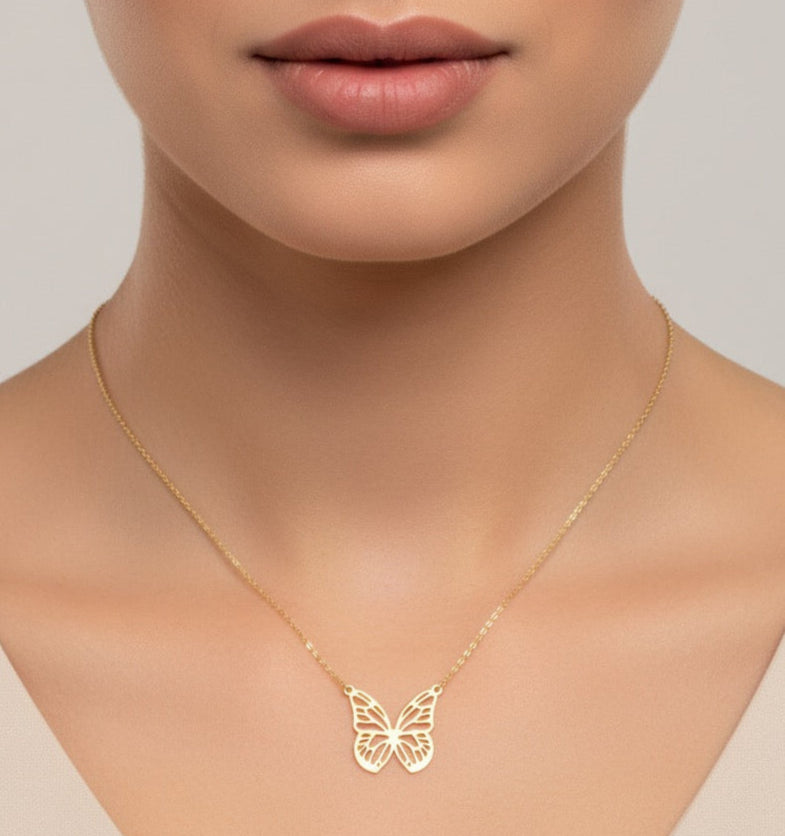 18K Gold Butterfly Necklace