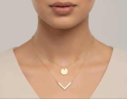 18K Gold Double Line Necklace
