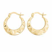 18K Gold Textured Hoop Earrings for Women.