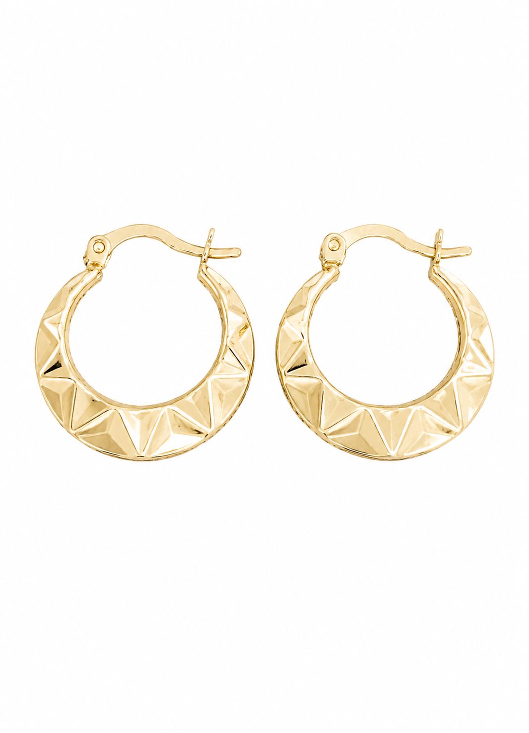 18K Gold Textured Hoop Earrings for Women.