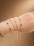 18K Gold Multicolor Bezel-Set Gemstone Bracelet Single Piece.