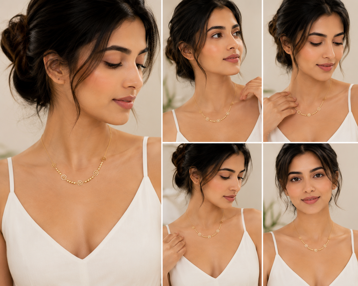 18K Gold Floral Necklace for Women.