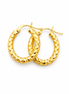 18K Gold Diamond - cut oval hoop earrings for Women.