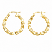 18K Gold Twisted Hoop Earrings for Women.