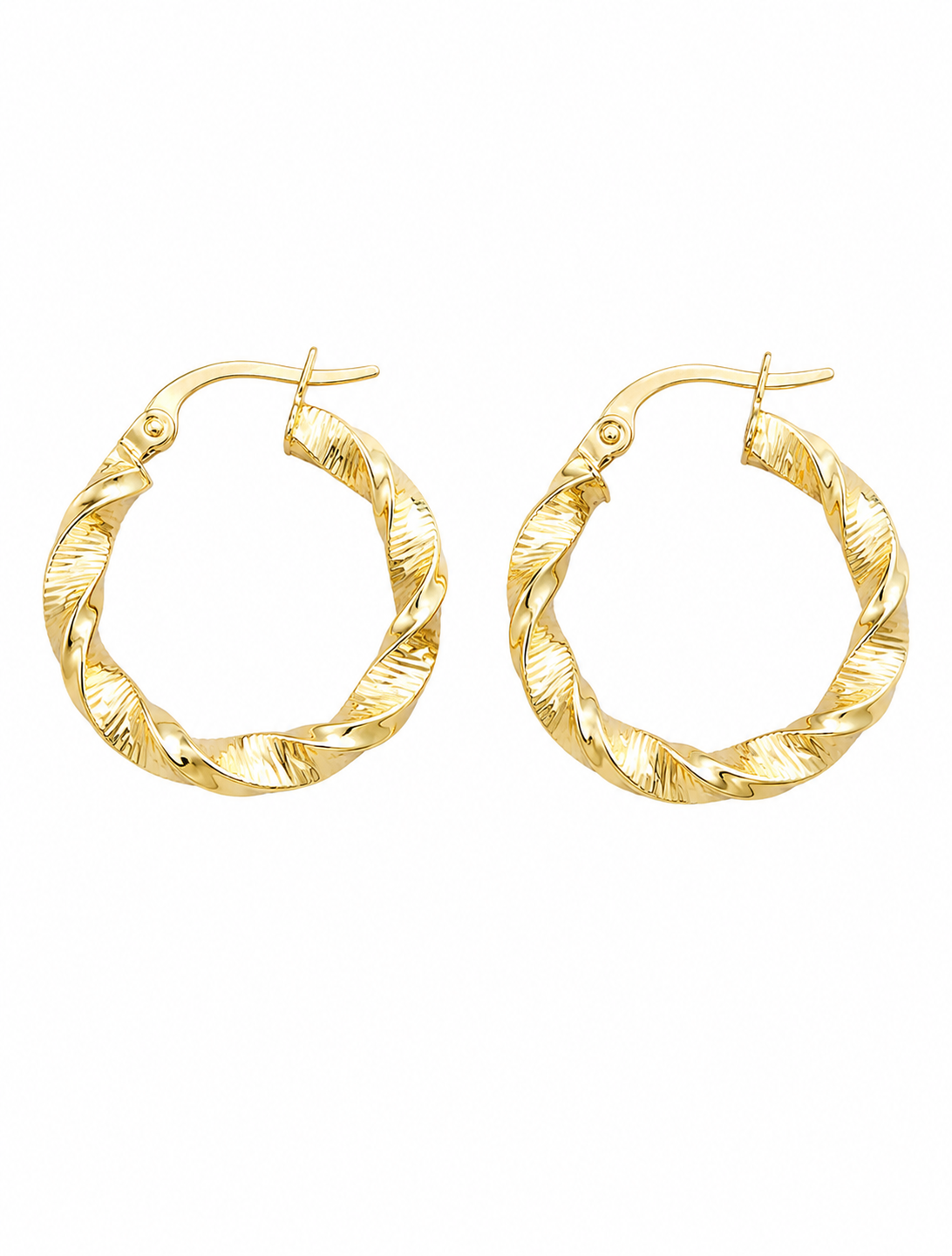 18K Gold Twisted Hoop Earrings for Women.