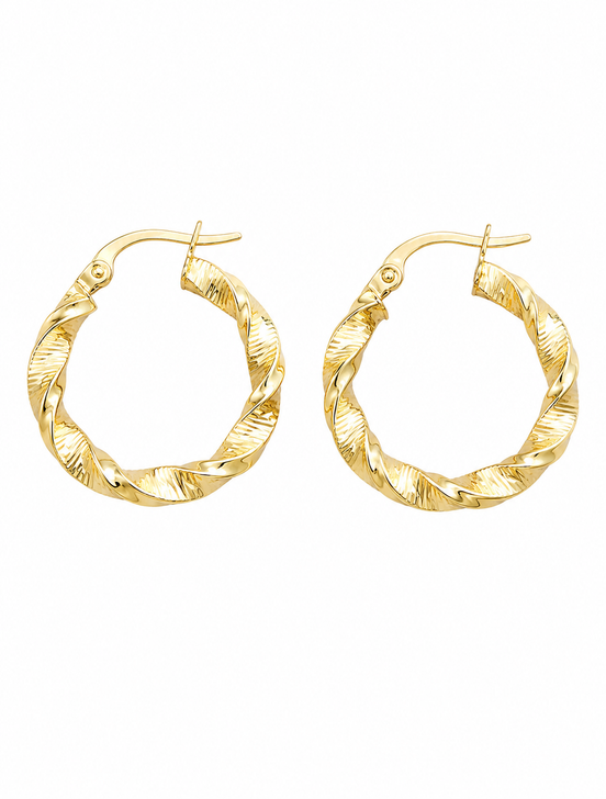 18K Gold Twisted Hoop Earrings for Women.
