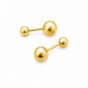 18K Gold Double Ball Stud Earrings for Women.