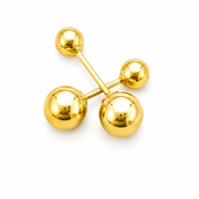 18K Gold Double Ball Stud Earrings for Women.
