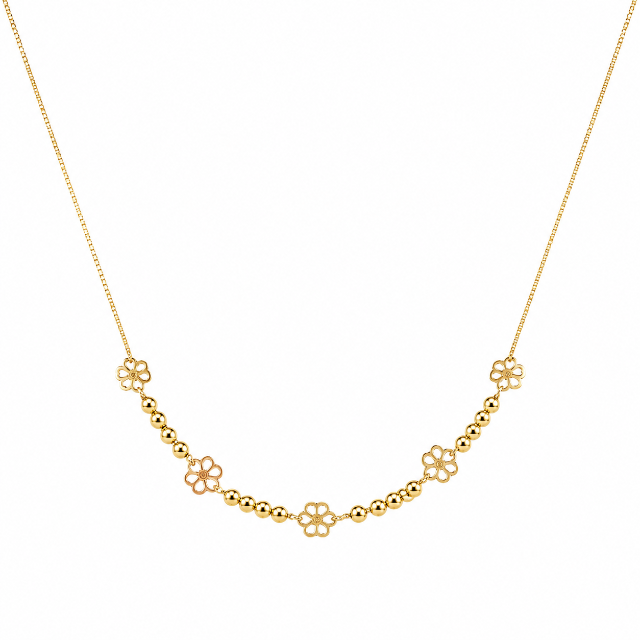 18K Gold Floral Necklace for Women.