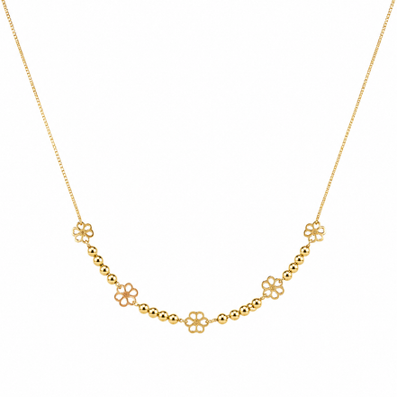 18K Gold Floral Necklace for Women.