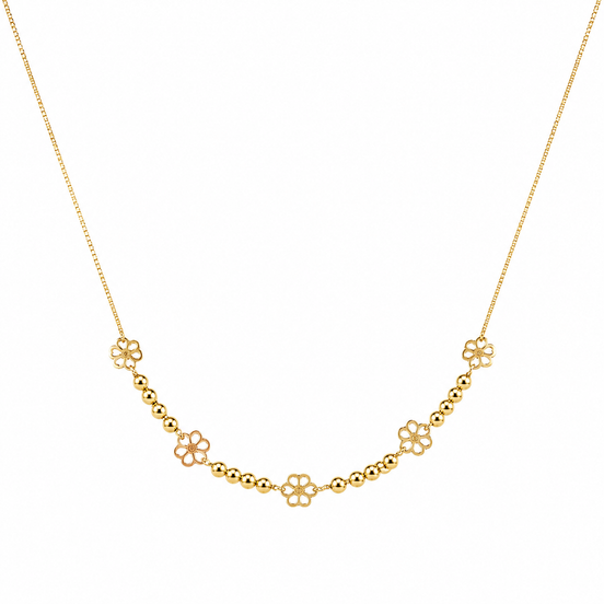 18K Gold Floral Necklace for Women.