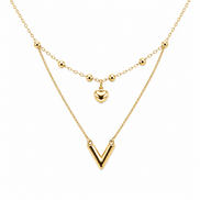 18K Gold Heart Charm Necklace for Women.