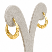18K Gold Textured Hoop Earrings for Women.
