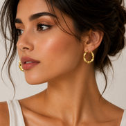 18K Gold Twisted Hoop Earrings for Women.