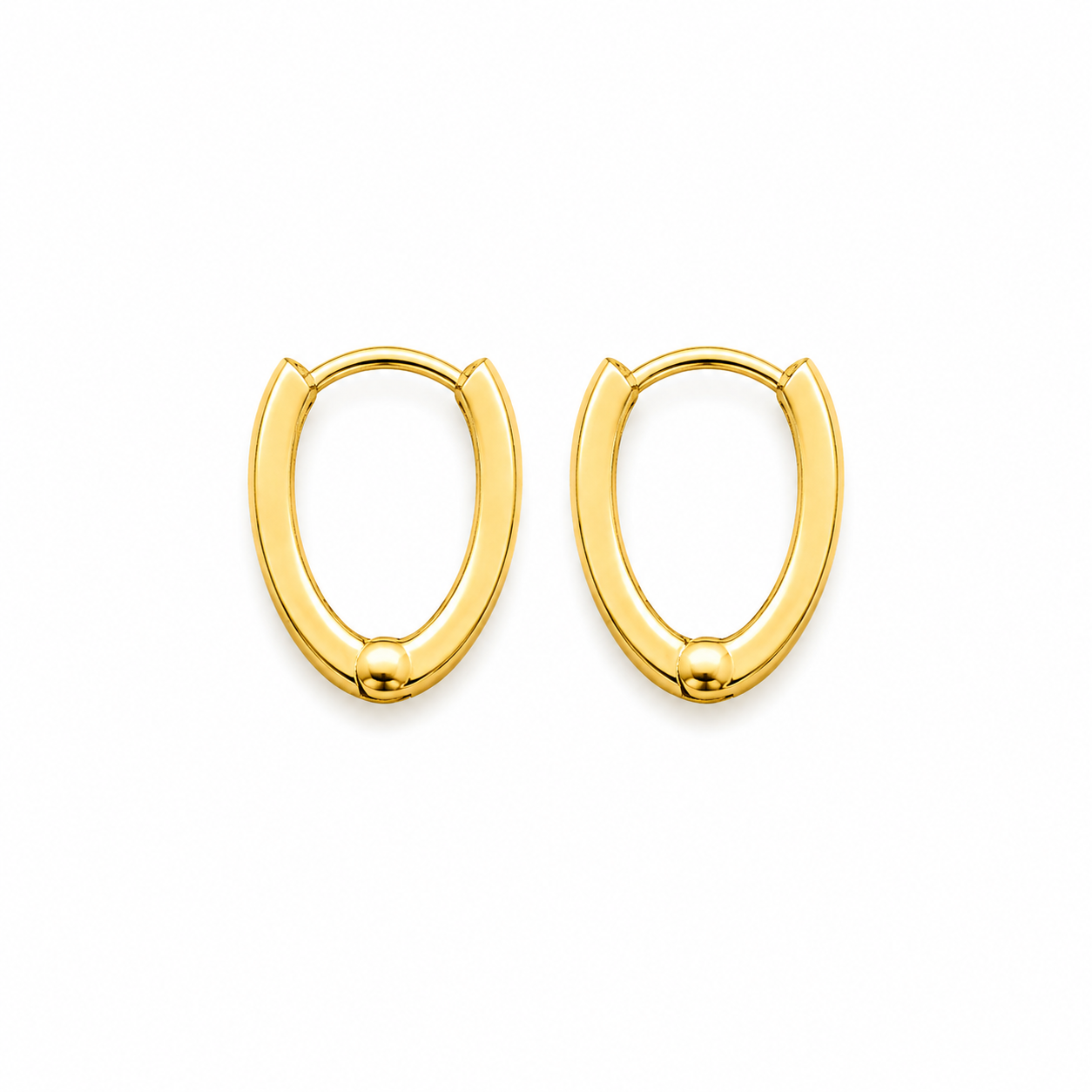 18K Gold Oval Hoop Earrings for Women.