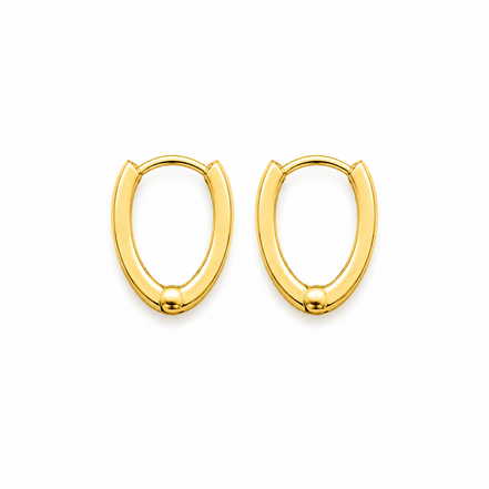 18K Gold Oval Hoop Earrings for Women.