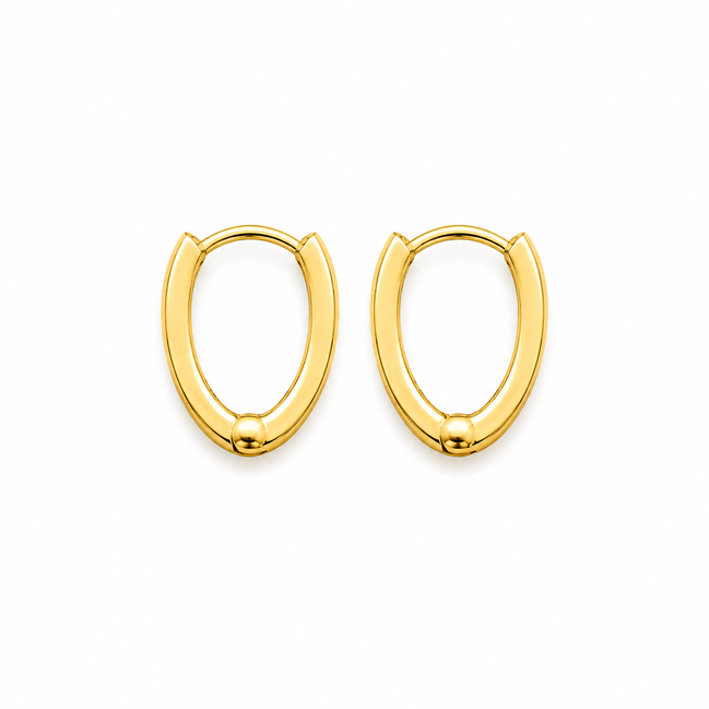 18K Gold Oval Hoop Earrings for Women.