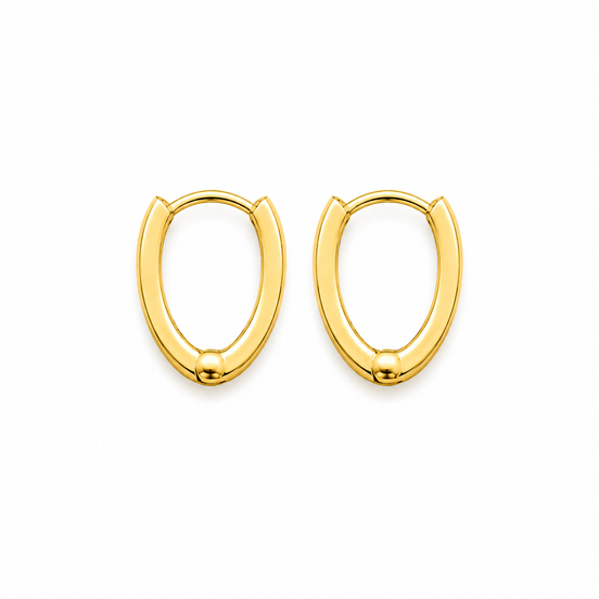 18K Gold Oval Hoop Earrings for Women.
