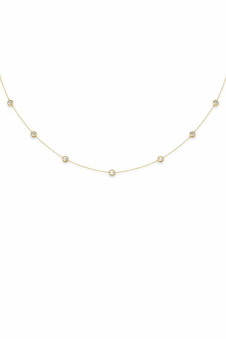 18K Gold  Diamond Stone Necklace.
