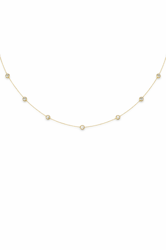 18K Gold  Diamond Stone Necklace.