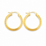 18K Gold Greek Key Hoop Earrings for Women.