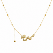 18K Gold Snake Pendant Necklace for Women.