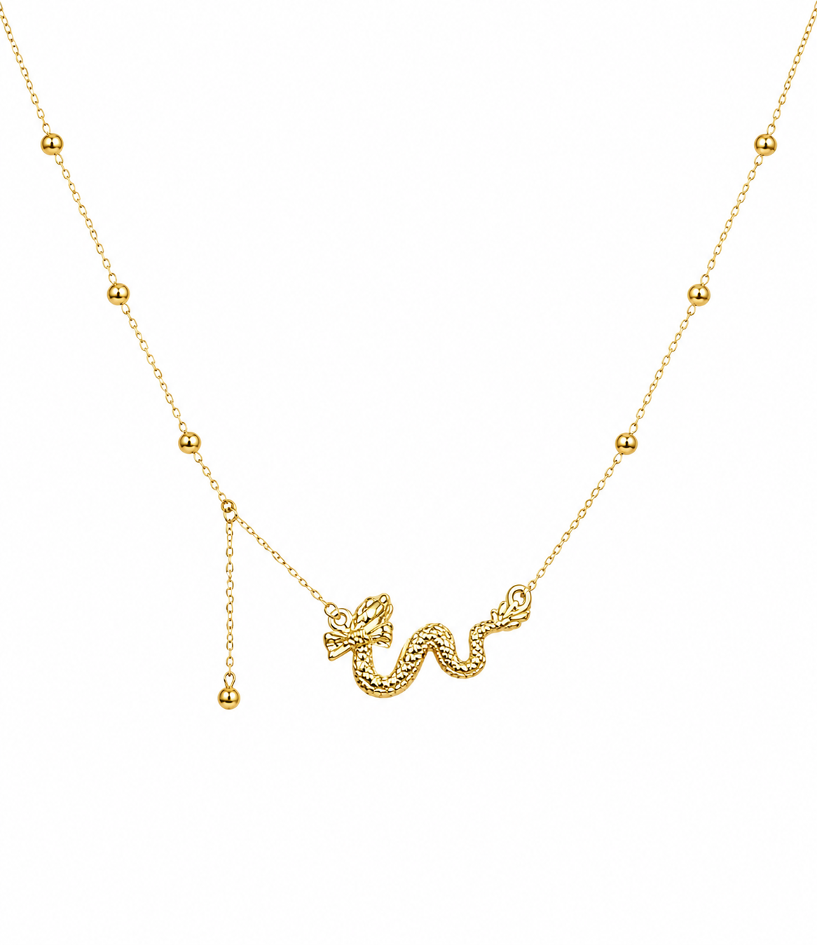 18K Gold Snake Pendant Necklace for Women.
