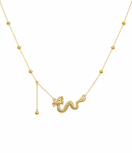 18K Gold Snake Pendant Necklace for Women.