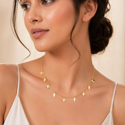 18K Gold Butterfly Charm Necklace for Women – Dainty Layering Chain with Dangling Charms, Elegant Minimal Jewelry Gift.