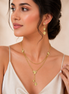 18K Gold Layered Heart Pendant Necklace Set with Matching Drop Earrings.