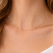 18K Gold  Diamond Stone Necklace.