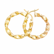 18K Gold Twisted Hoop Earrings for Women.