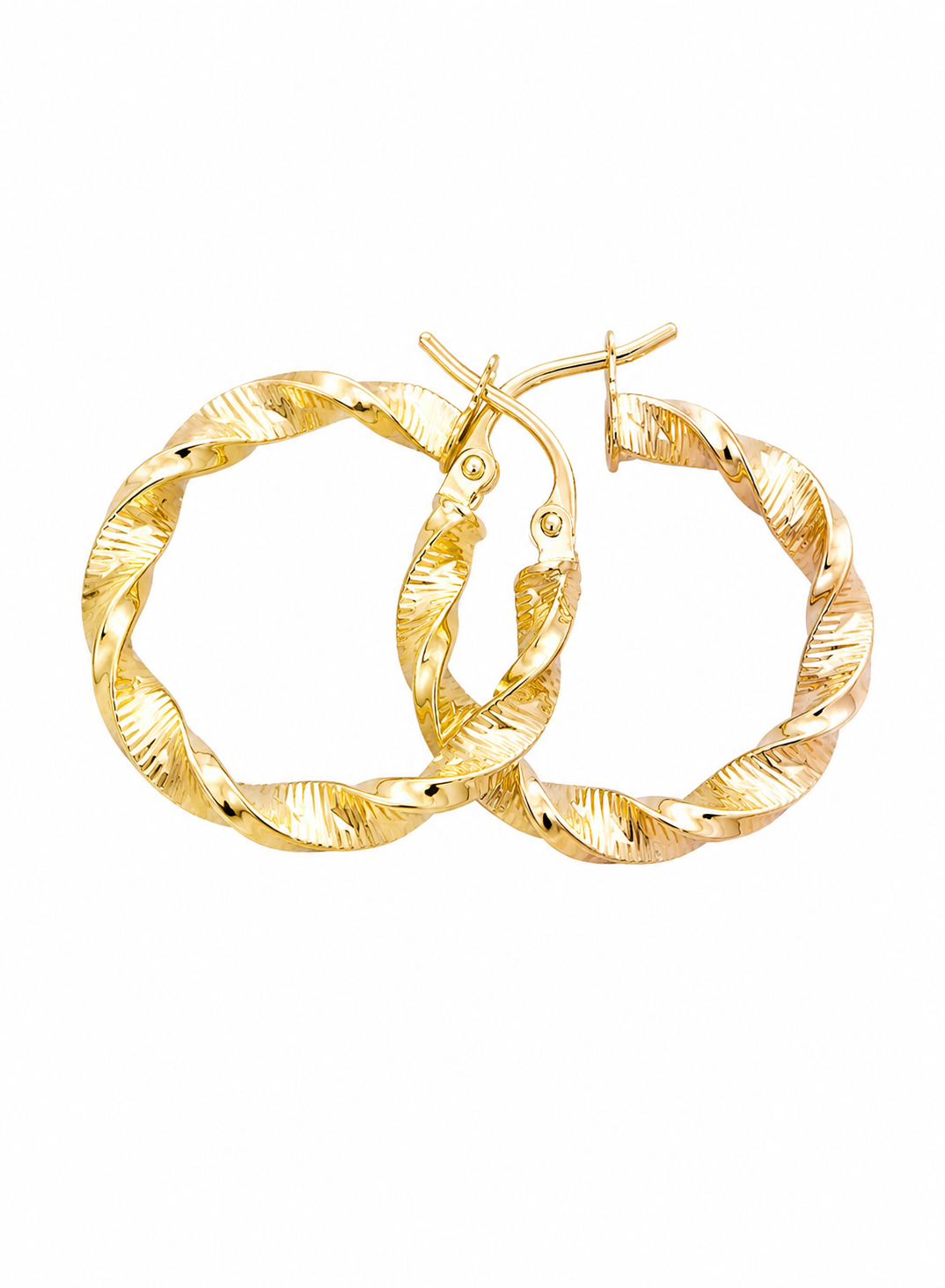 18K Gold Twisted Hoop Earrings for Women.