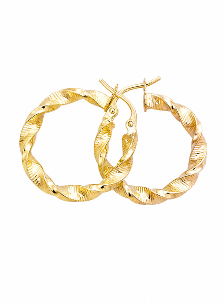 18K Gold Twisted Hoop Earrings for Women.
