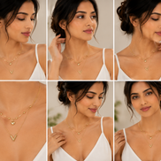 18K Gold Heart Charm Necklace for Women.