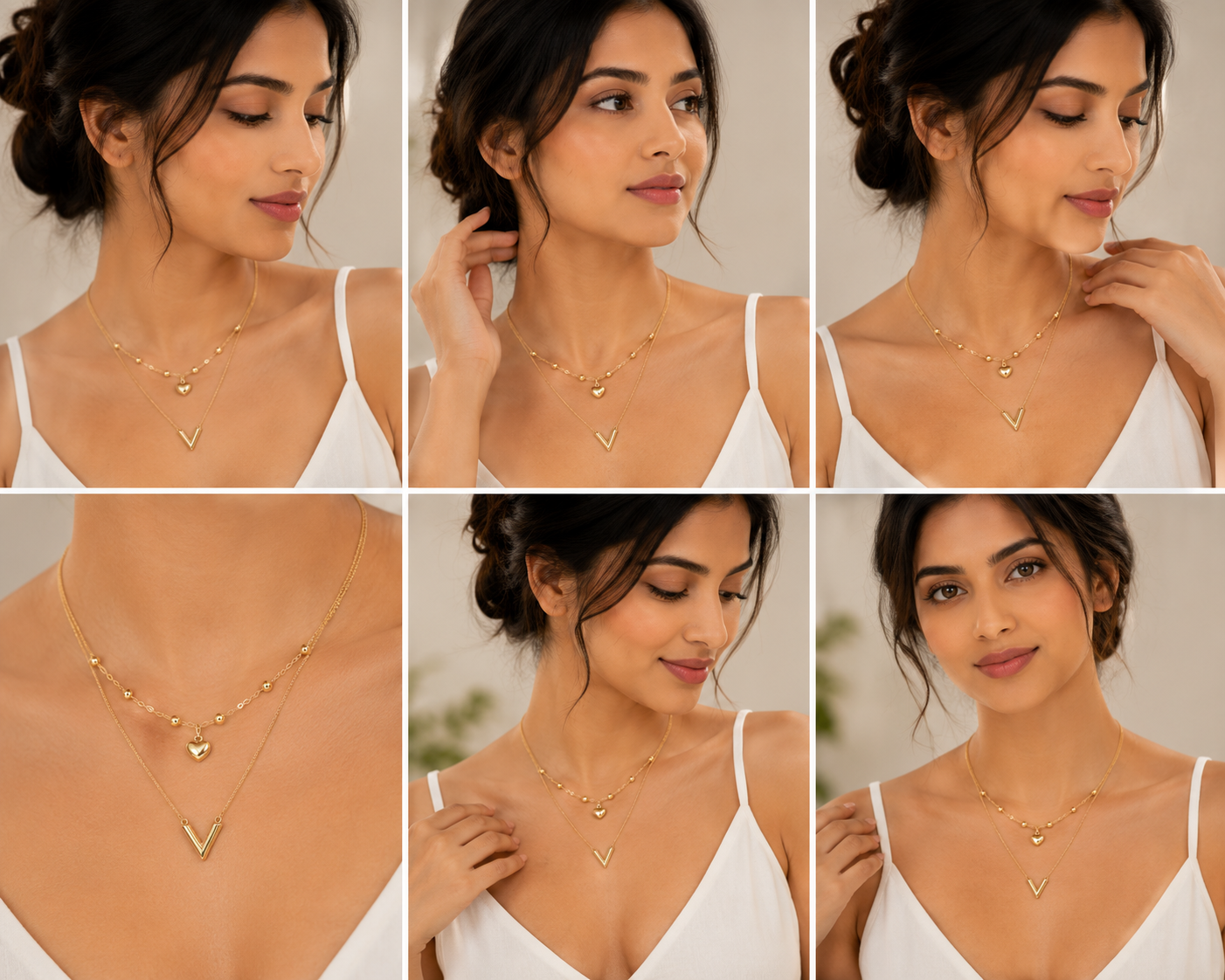 18K Gold Heart Charm Necklace for Women.