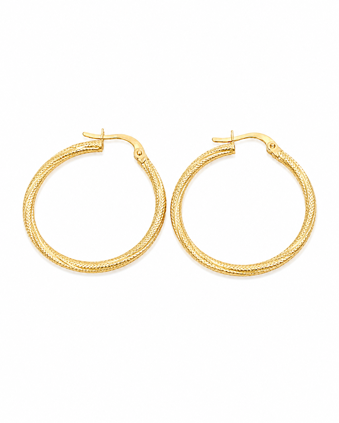 18K Gold Textured Hoop Earrings for Women.
